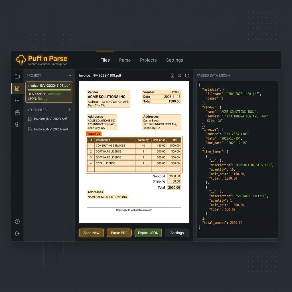 Puff n Parse Document Extraction